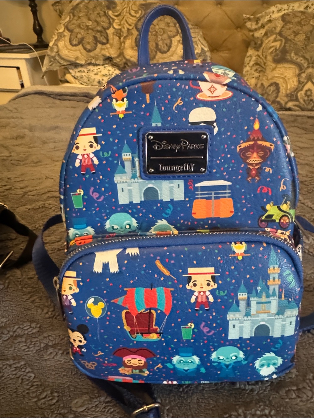 Loungefly Blue Disney Parks Mini Backpack with Park Icon Print